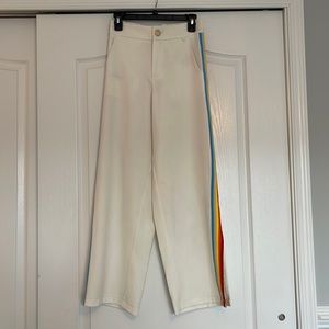 Revolve White Pant Rainbow Side